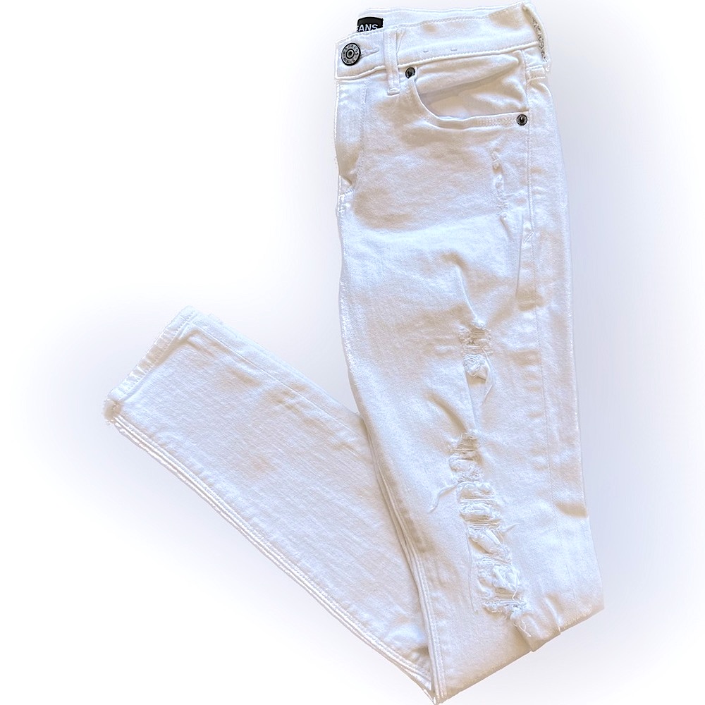 Express Jeans Women Size 2r Color White Skinny Legging Style Midrise Distressed